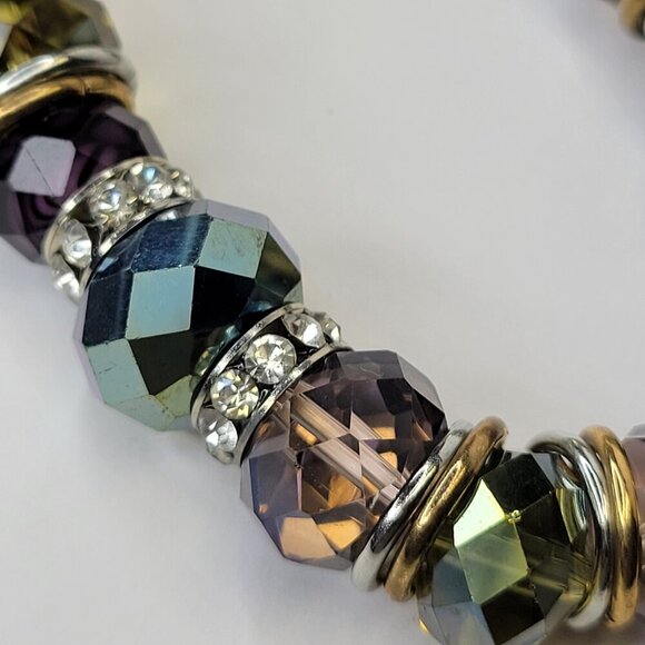 Multicolored Faceted Crystal Fashion Bead Stretch Bracelet - Picture 7 of 10
